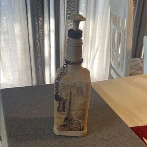 Decorative Wooden Bottle with Eiffel Tower Design